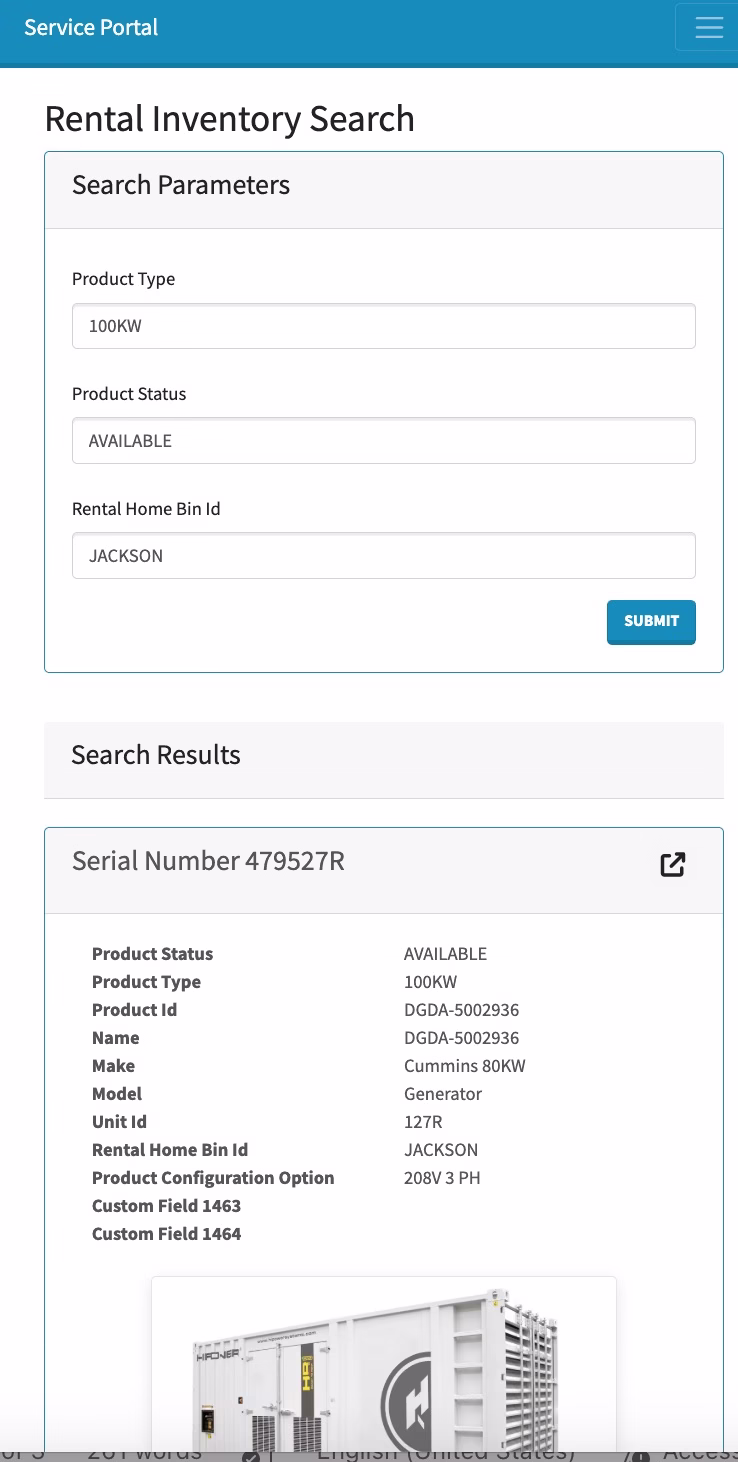 Image Illustrates The Rental Availability Search In The RMB Solutions Software for Rental360